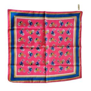 Vintage 1960's Bright Pop Art Buggy Design Silky Bandana Neck Wrap